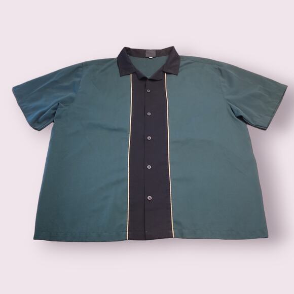 VTG Hilton Retro Monterey Bowling Shirt Men’s XL Green Black Two-Tone Rockabilly - Picture 2 of 8